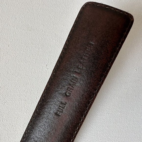 Belt 48 inches white textile brown leather size 40/100 - Picture 7 of 8